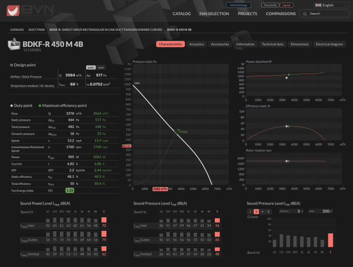 BVN fan selection software, dark mode